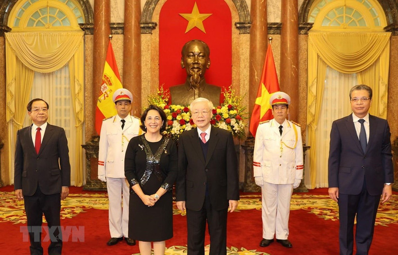 阮富仲接受外国新任驻越大使递交国书