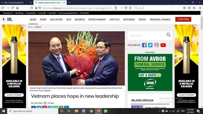 南非《比勒陀利亚新闻报》：越南人对新领导班子给予厚望