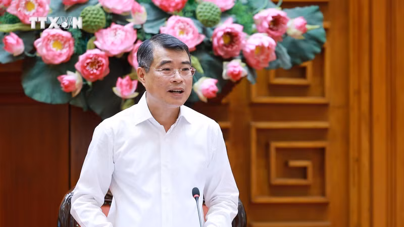 越南政府总理、中央实施国家目标计划指导委员会主任黎明兴发言。图自越通社