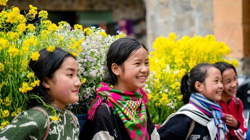 少数民族儿童的笑容。图自越通社
