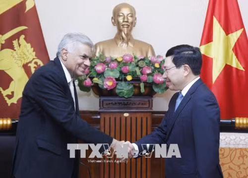 越南政府副总理兼外交部长范平明会见斯里兰卡总理拉尼尔•维克勒马辛哈