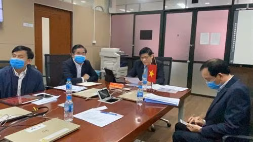 越南卫生部副部长阮青龙与老挝卫生部部长召开视频会议