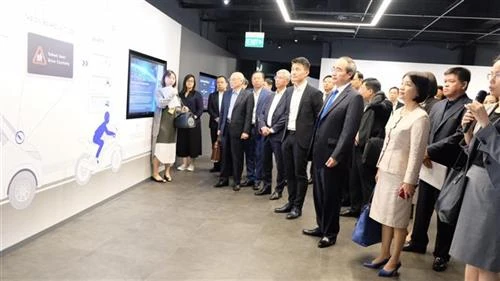 胡志明市市委书记阮善仁与新加坡若干部门领导会面交流