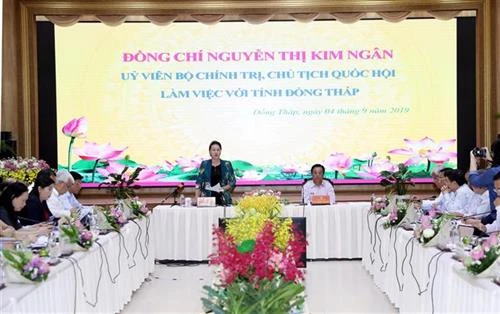 越南国会主席阮氏金银莅临同塔省调研