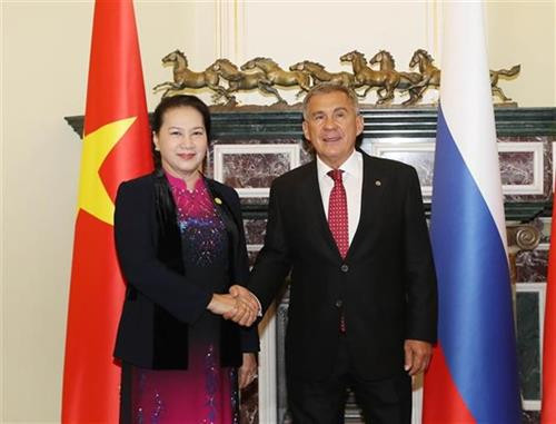 越南国会主席阮氏金银会见俄罗斯联邦鞑靼斯坦共和国总统