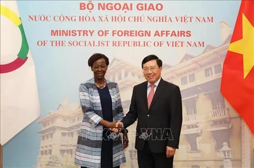 越南政府副总理兼外长范平明与法语国家组织秘书长会谈