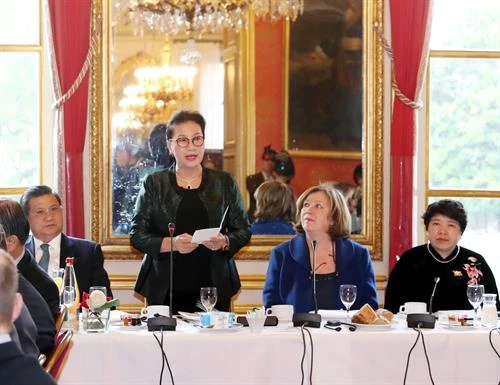 国会主席阮氏金银会见法越议员友好小组和法国企业代表