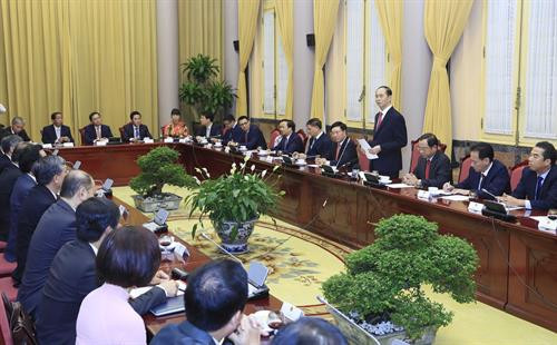 越南国家主席陈大光发表讲话 越通社记者 颜创 摄
