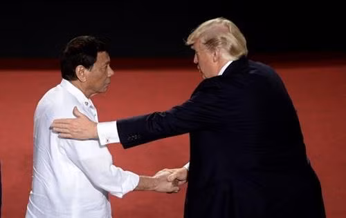 美国总统特朗普与菲律宾总统杜特尔特 。（图片来源：AFP）