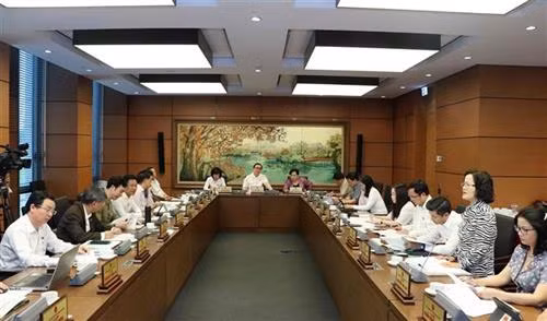 河内市国会代表进行讨论。图自越通社