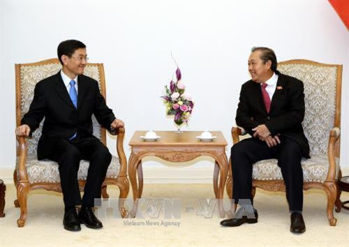 政府副总理张和平会见中国国家安全部副部长唐朝。（图片来源：越通社）