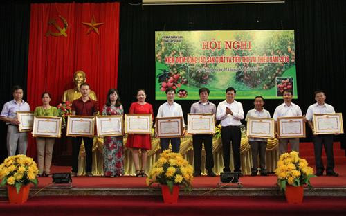 北江省人民委员会代表向在陆岸荔枝取得优秀成绩的优秀个人和组织授予奖状 图自越通社 北江省人民委员会代表向在陆岸荔枝取得优秀成绩的优秀个人和组织授予奖状 图自越通社