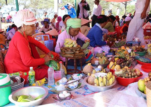 占族同胞为求雨节做准备。（图片来源：越通社）