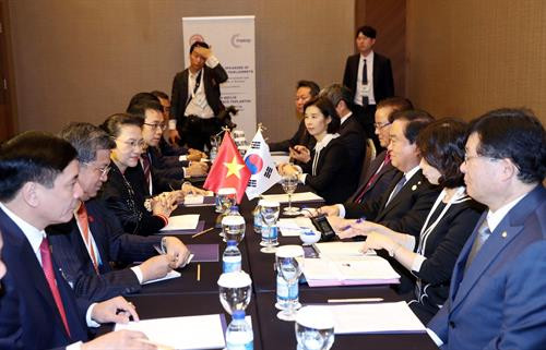 阮氏金银会见韩国国会议长。图自越通社 阮氏金银会见韩国国会议长。图自越通社
