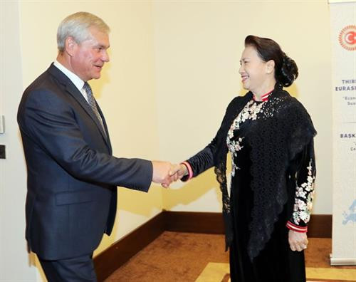 阮氏金银会见白俄罗斯众议院议长。图自越通社 阮氏金银会见白俄罗斯众议院议长。图自越通社