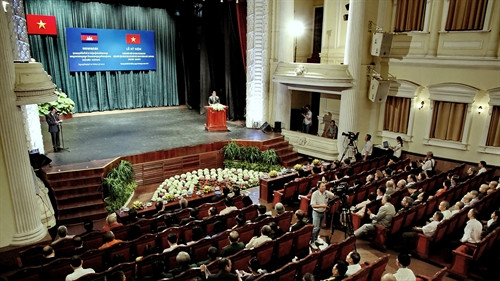 越柬建交50周年纪念典礼在胡志明市举行。（图片来源：越通社）