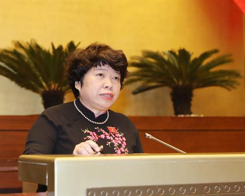 国会社会问题委员会主任阮翠英作作关于《预防和控制酒精使用危害法案草案》审查报告