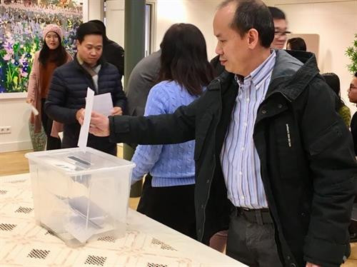 旅居荷兰越南人社群为国内灾民捐款。（图片来源：越通社）
