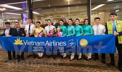 越航开通岘港至中国上海直达航线。图自越通社 越航开通岘港至中国上海直达航线。图自越通社