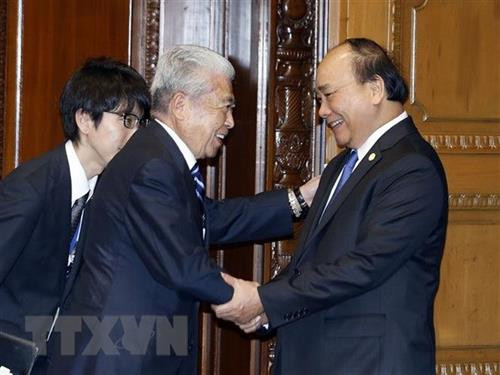 阮春福会见会见日本参议院议长伊达忠一。图自越通社
