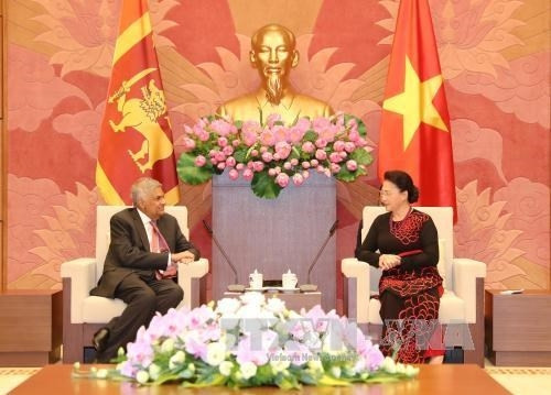 越南国会主席阮氏金银会见斯里兰卡总理拉尼尔·维克勒马辛哈(图片来源:越通社) 越南国会主席阮氏金银会见斯里兰卡总理拉尼尔·维克勒马辛哈(图片来源:越通社)