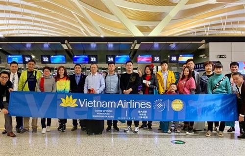 越航开通岘港至中国上海直达航线。图自越通社 越航开通岘港至中国上海直达航线。图自越通社