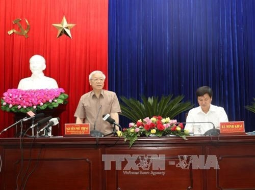 阮富仲总书记在会上发表讲话(图片来源:越通社) 阮富仲总书记在会上发表讲话(图片来源:越通社)