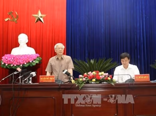 阮富仲总书记在会上发表讲话（图片来源：越通社）