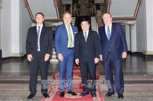 胡志明市人民委员会主席阮成锋与匈牙利外交与对外经济部副部长巴斯。（图片来源：越通社）