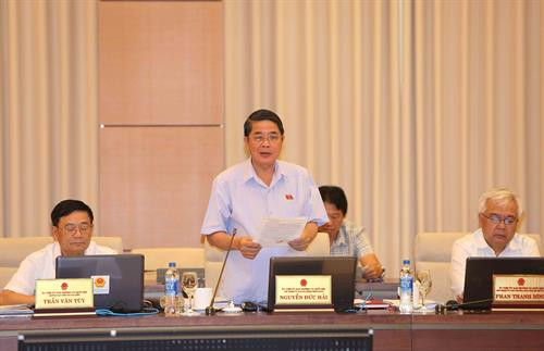 国会财政预算委员会主任、国会常务委员会监督团团长阮德海发表讲话。 图自越通社