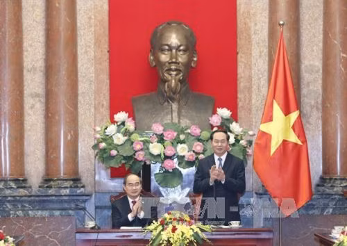 越南国家主席陈大光在会议上发表讲话（图片来源：越通社）