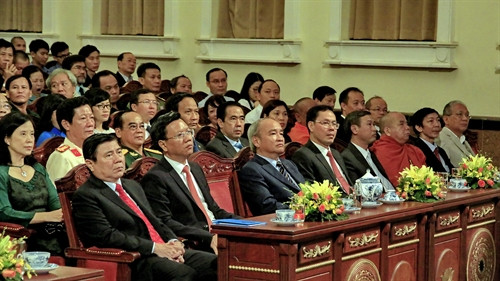 越柬建交50周年纪念典礼在胡志明市举行。（图片来源：越通社）