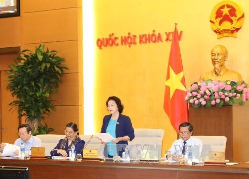 国会主席阮氏金银在会议上发表讲话。（图片来源：越通社）