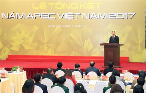 越南国家主席陈大光在APEC总结会上发表讲话。（图片来源：越通社）