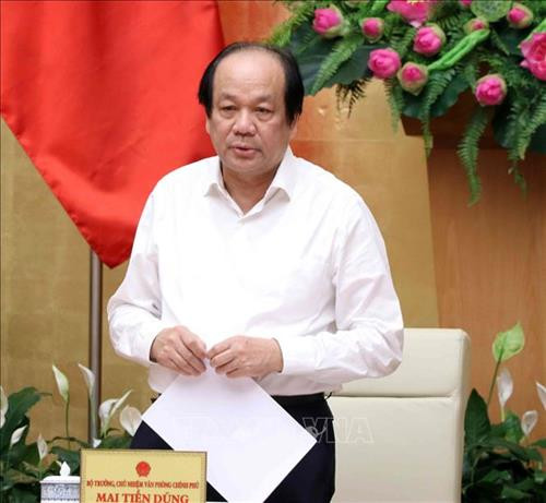 越南政府办公厅主任梅进勇发表讲话。图自越通社 越南政府办公厅主任梅进勇发表讲话。图自越通社