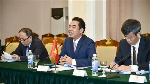 越南外交部副部长苏英勇在会上发言。图自越通社