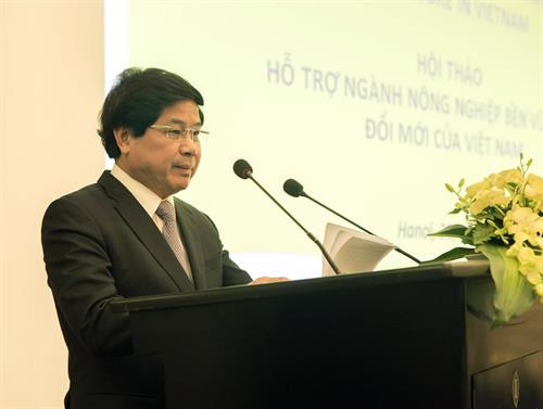 黎国营副部长在会上发表讲话。（图片来源：越通社）