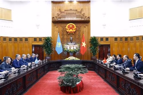 会见场景。图自越通社