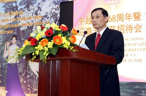 越共中央委员、越南外交部副部长黎淮忠在招待会上发言。（图片来源：越通社）