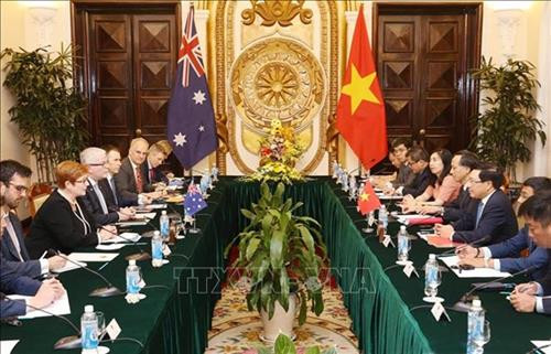 越澳两国外长在河内举行会谈。图自越通社