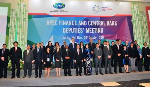 资料图：出席2017年亚太经合组织（APEC）财政部长会议和相关会议的与会代表合影。（越通社—VNA）