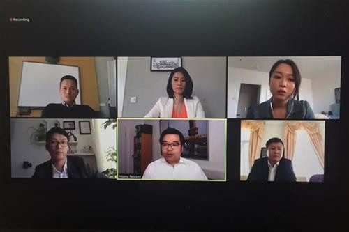 视频研讨会全景。图自越通社