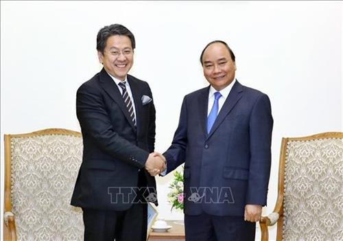 阮春福总理会见日本国际协力银行执行董事前田匡史。图自越通社