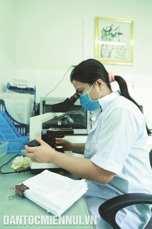 宁顺省虾苗生产企业和集团注重将先进技术应用于生产，使用最现代的方法对虾苗进行检测。记者 黄河 摄