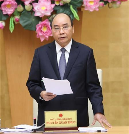 政府总理阮春福发表讲话。图自越通社 政府总理阮春福发表讲话。图自越通社