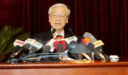越共中央总书记阮富仲在会议上致辞。（图片来源：越通社）