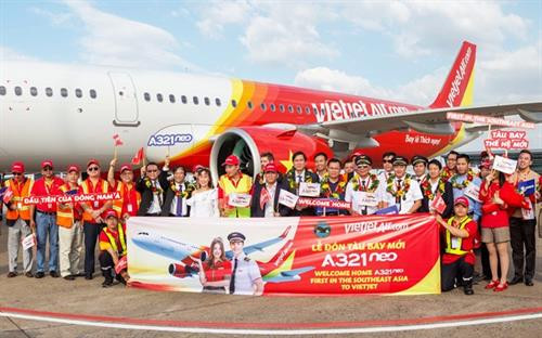 越捷航空公司接收首架A321neo飞机。（图片来源:vietjetair.com)