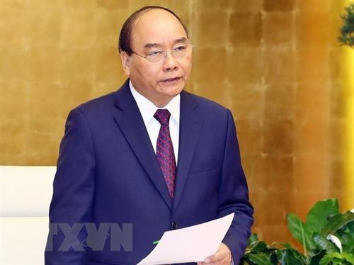 阮春福在会议上发表讲话。图自越通社