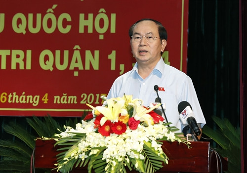 越南国家主席陈大光发表讲话。(图片来源:越通社) 越南国家主席陈大光发表讲话。(图片来源:越通社)