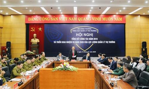 越共中央政治局委员、政府常务副总理、反走私、打击贸易欺诈和假冒商品国家指导委员会主任张和平出席并发表指导性讲话。图自越通社